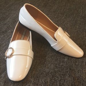 Zara White Patent Loafers